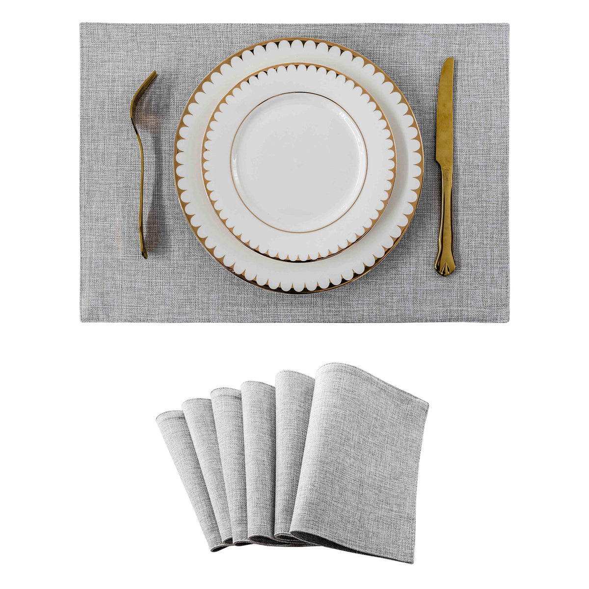 Home Brilliant Linen Placemats Set of 4 Heat Resistant Dining Table Cloth Place Mats Kitchen Table Mats Placemats Table Decor, Natural Linen