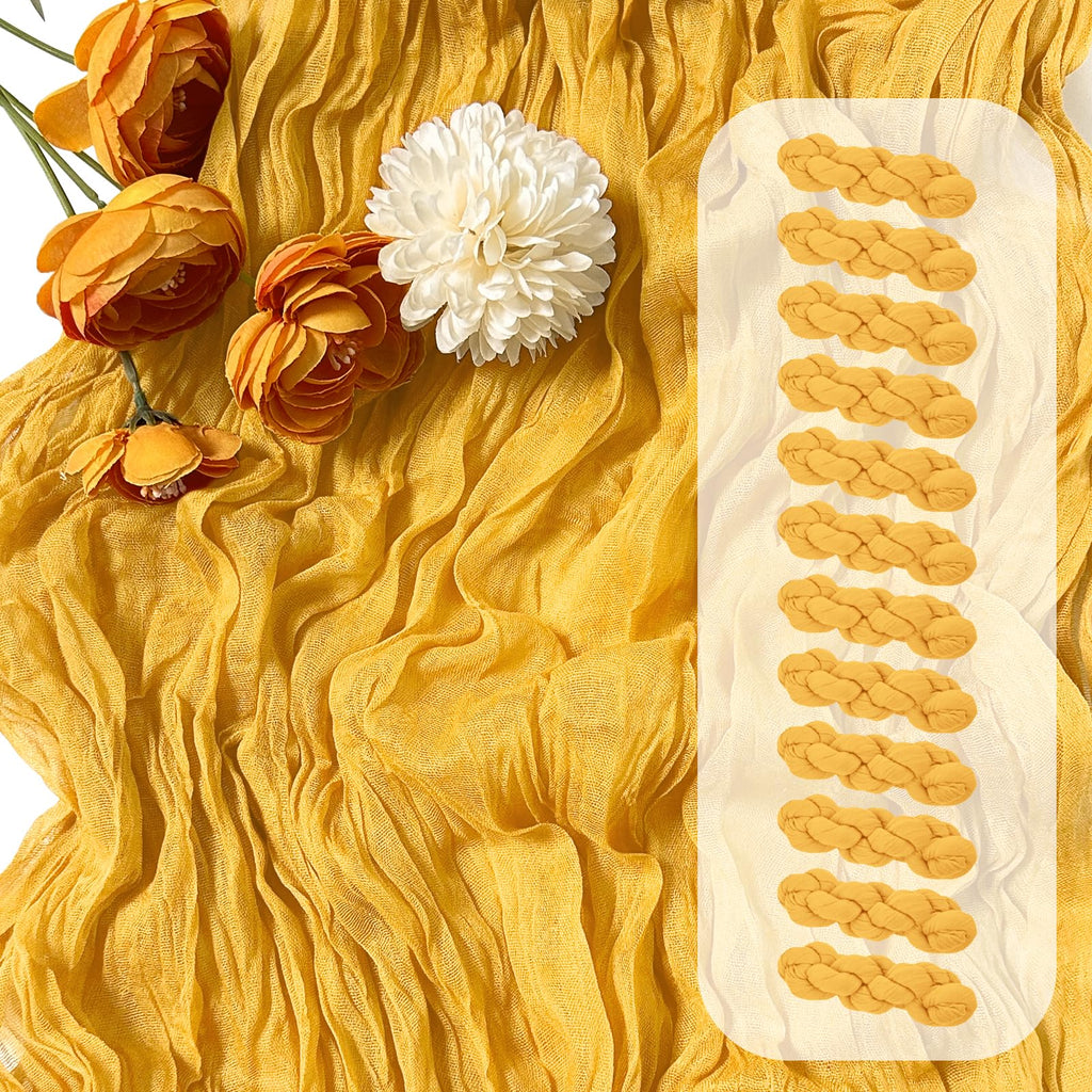 12 Pack Beige Cheesecloth Table Runner 17 x 108 Inch Gauze Table Runner Fabric Semi Sheer Cheese Cloth Table Decoration Bulk for Rustic Romantic Wedding Baby Shower Table Decoration
