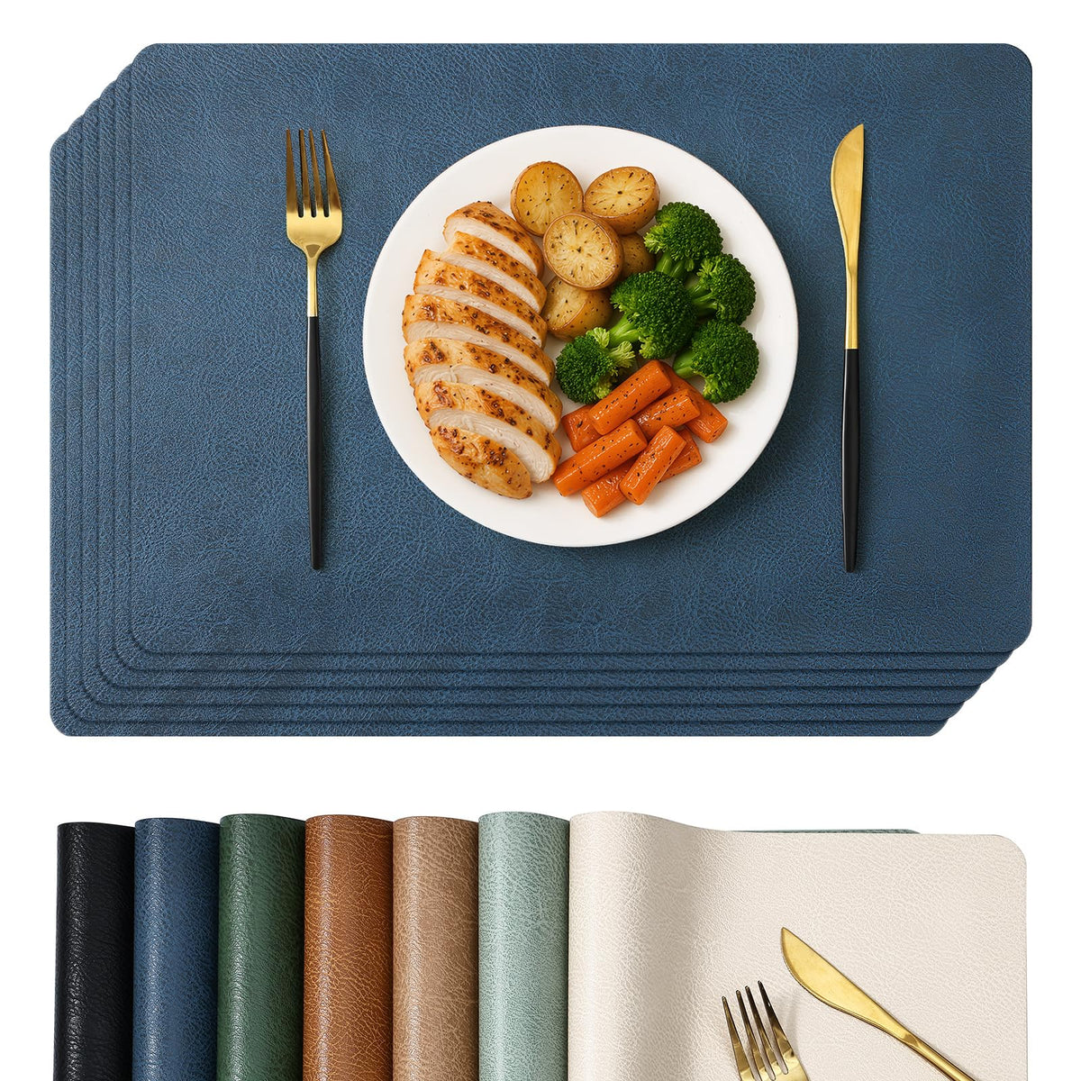 Homaxy Vinyl Heat Resistant Placemats Set of 6, Reddish Brown