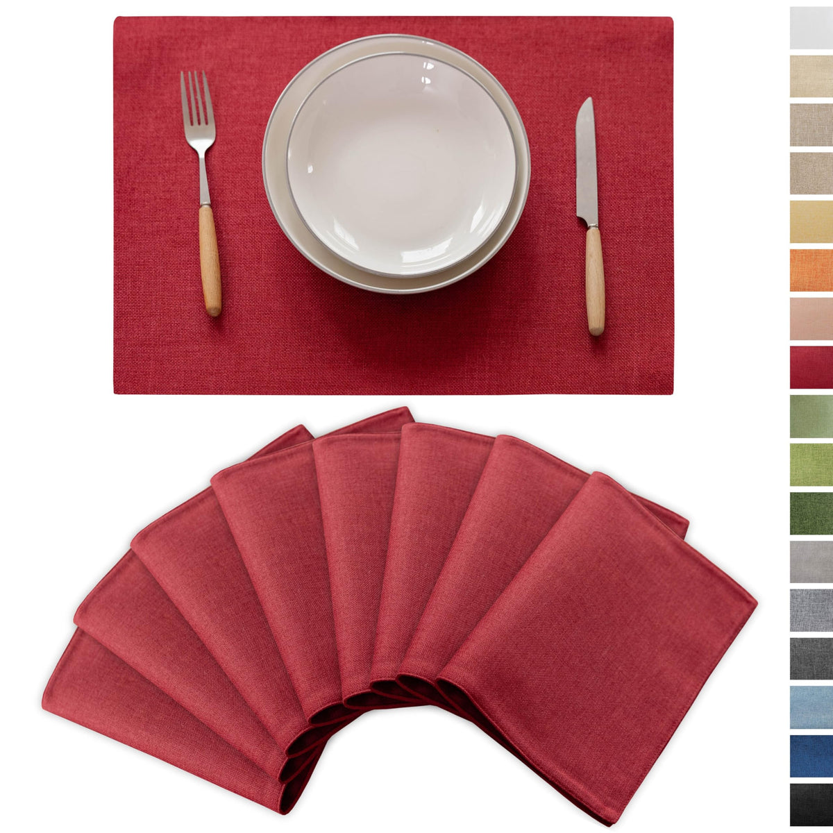 Demetex Cloth Placemats Green Set of 4 Vintage Textured Linen Place Mats Heat Resistant Plate Placemat for Kitchen Dinning Table, Green