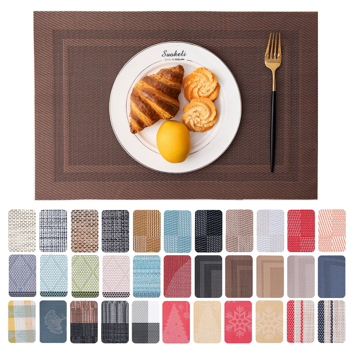 Placemats Set of 4 Washable Indoor(Beige)