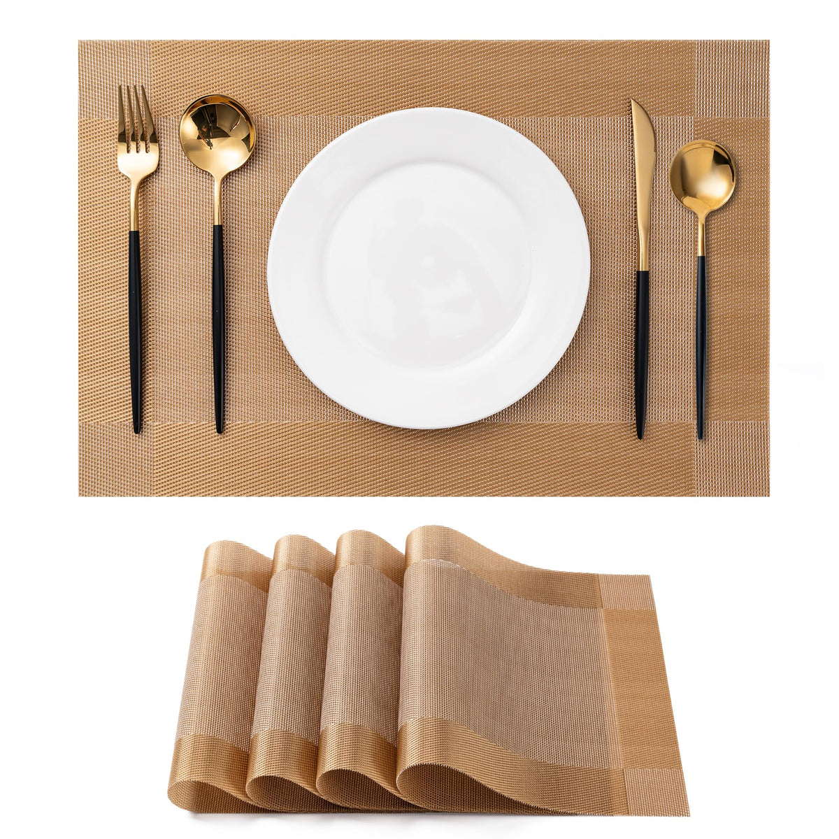 Placemats Set of 4 Washable Indoor(Beige)