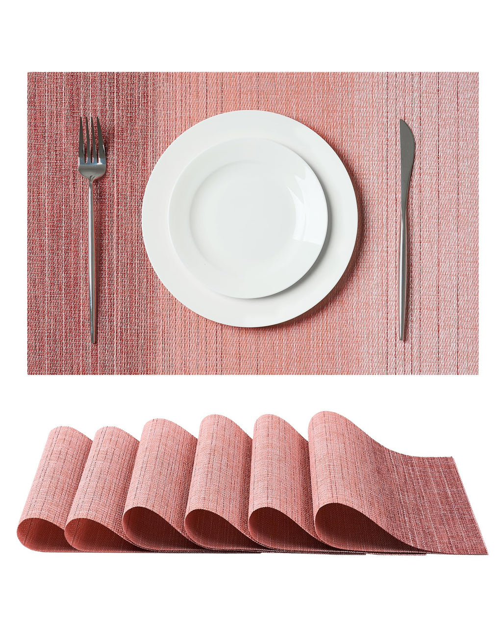 Leetaltree Deep Navy Woven Placemats Set of 6 - Heat Resistant Non-Slip Place mats for Dining Table, Washable Durable PVC Vinyl Woven Table Mats(Deep Navy, 6)