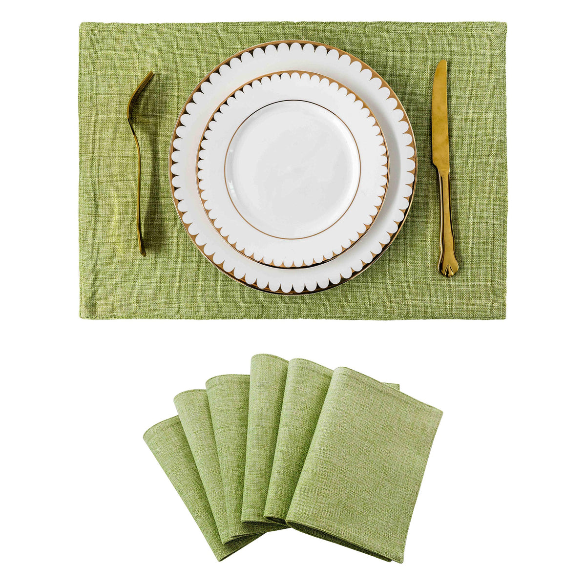Home Brilliant Linen Placemats Set of 4 Heat Resistant Dining Table Cloth Place Mats Kitchen Table Mats Placemats Table Decor, Natural Linen