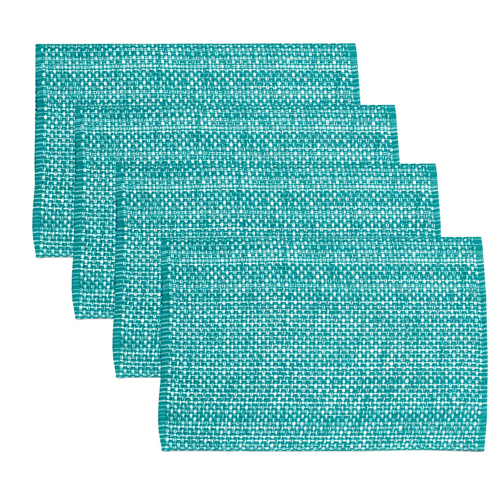 Sweet Home Collection 100% Cotton Placemats for Dining Room Rectangle Two Tone Woven Fabric 13" x 19" Soft Durable Table Mat Set, Set of 4, Eggshell