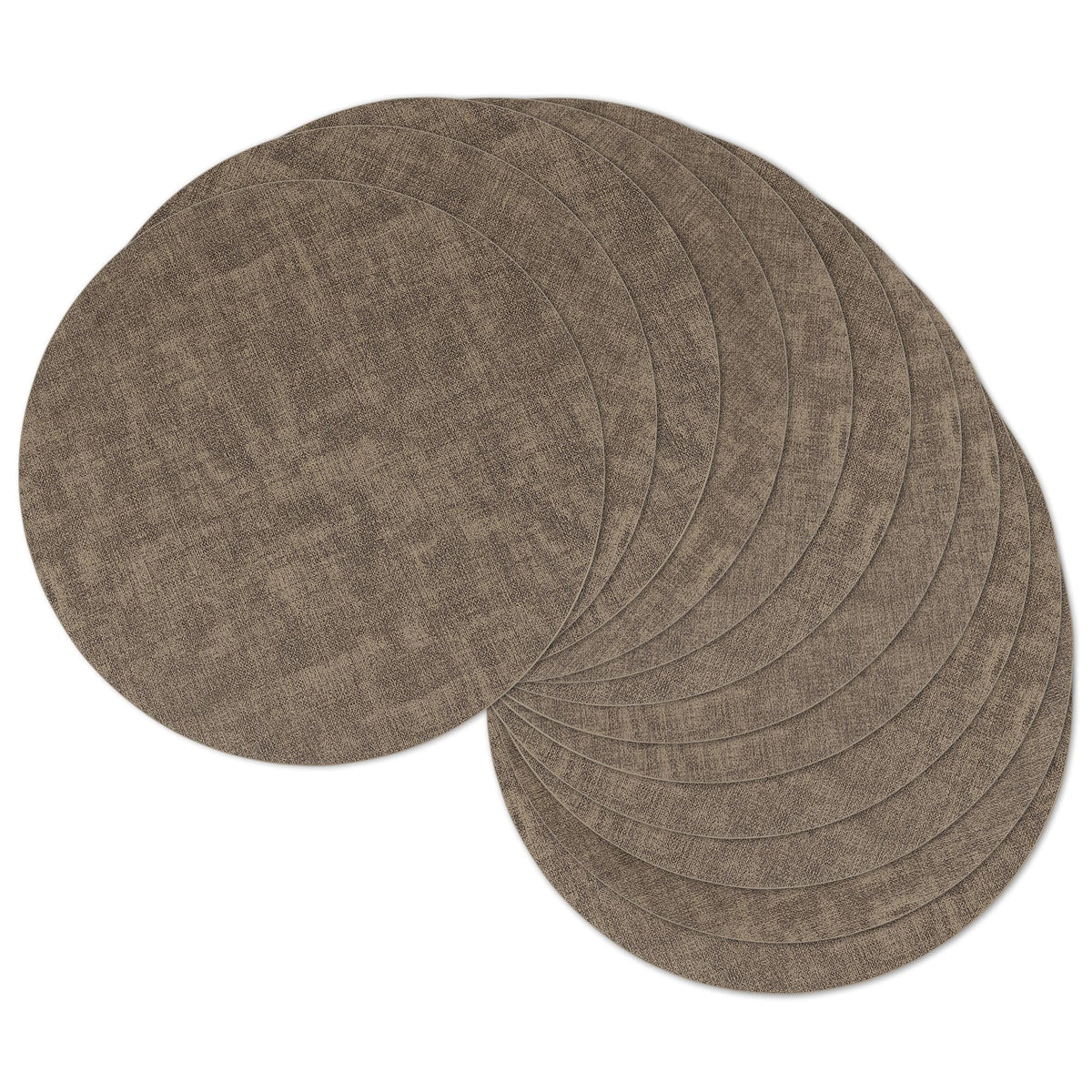 13" Round Placemats Set of 6, Reversible Faux Leather Wipeable Table Mats