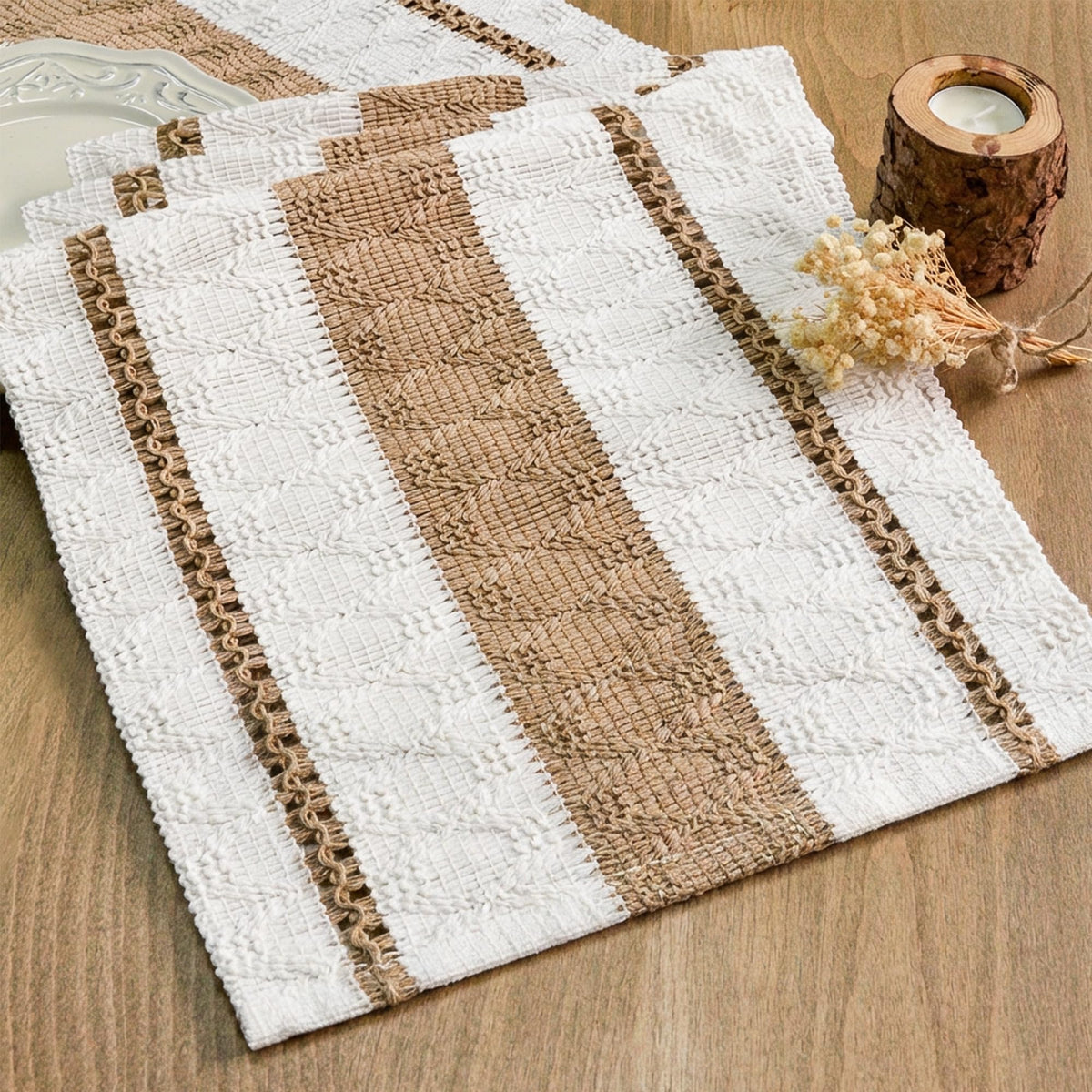 FEXIA Boho Table Runner for Fall Home Decor 12x108 Rustic with Tassels