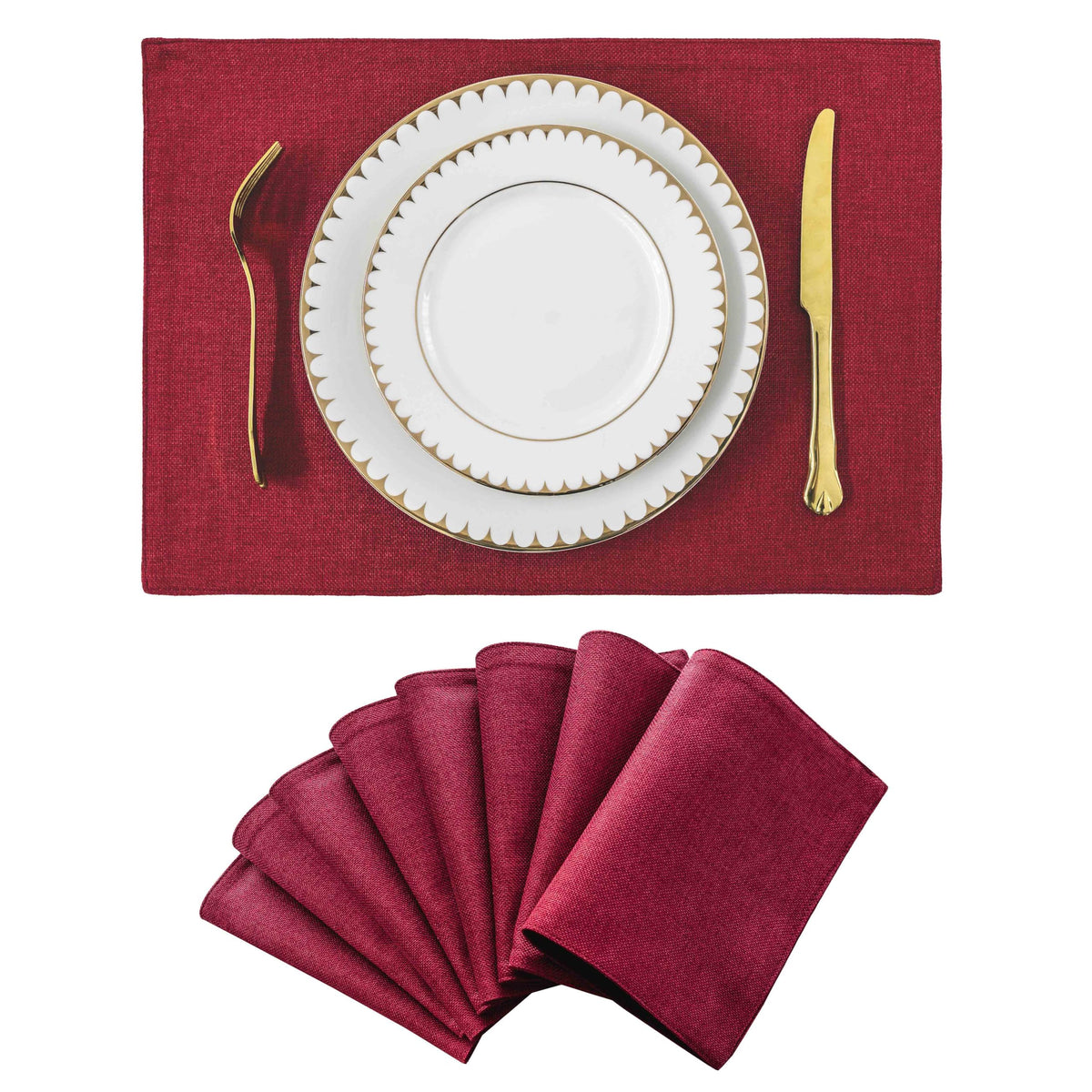 Home Brilliant Linen Placemats Set of 4 Heat Resistant Dining Table Cloth Place Mats Kitchen Table Mats Placemats Table Decor, Natural Linen