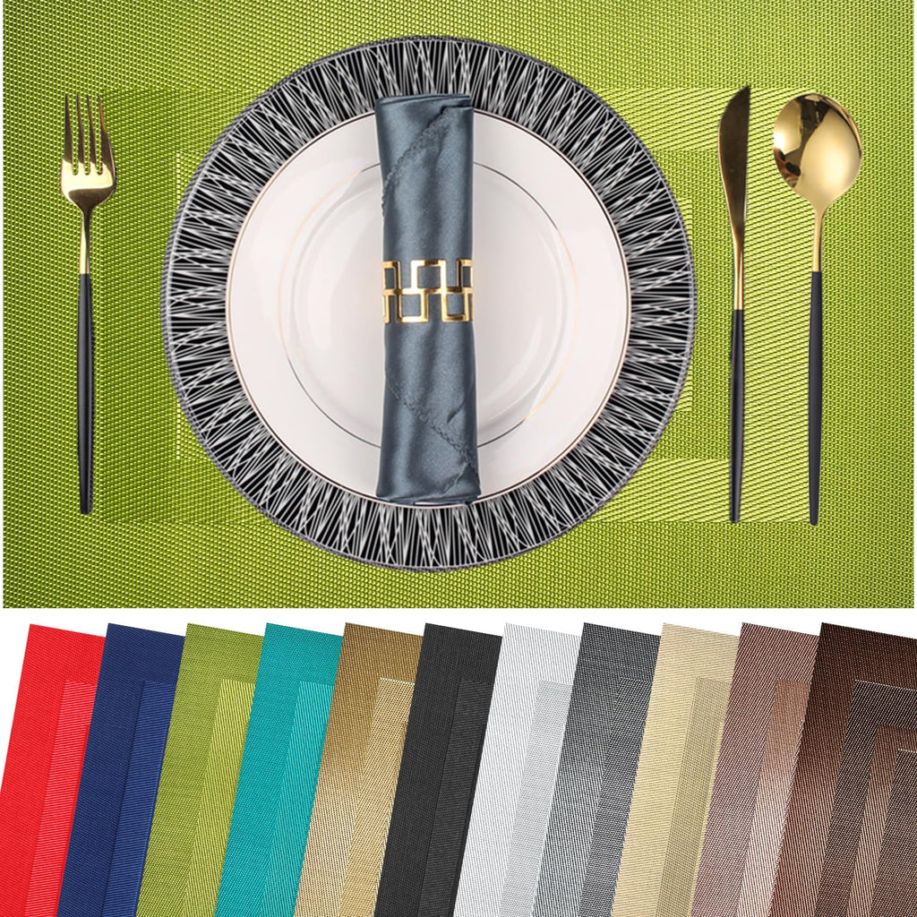 PIGCHCY Placemats,Durable Placemats for Dining Table,Washable Woven Vinyl Kitchen Placemats Set of 4 (Brown)