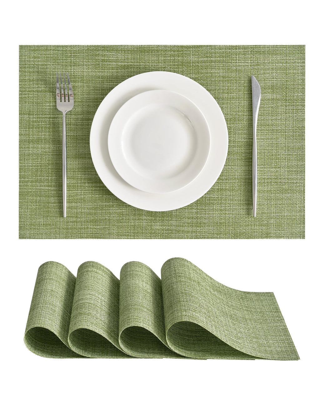 Leetaltree Light Brown Placemats Set of 8 - Heat Resistant Woven Vinyl
