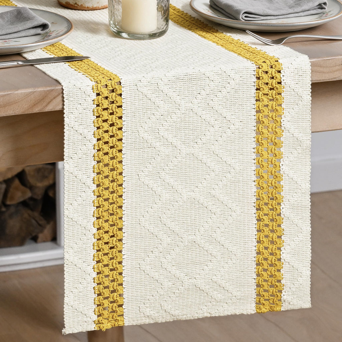 Artoid Mode Black Stripe Woven Rustic Table Runner 12x72 Inch