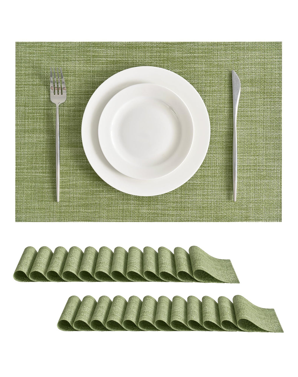 Leetaltree Light Brown Placemats Set of 8 - Heat Resistant Woven Vinyl