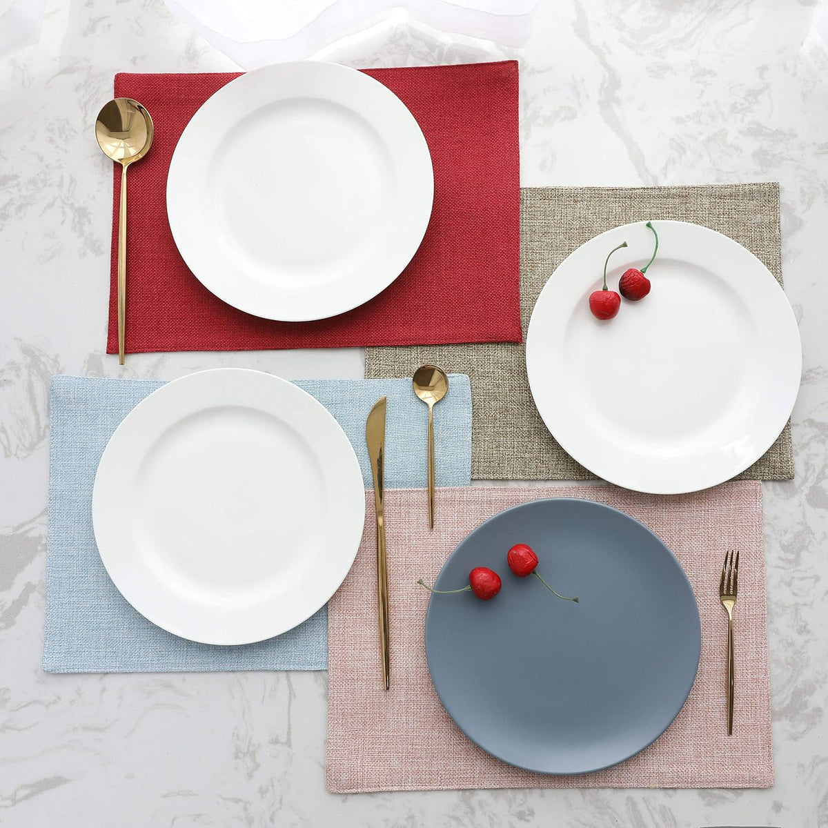 Home Brilliant Linen Placemats Set of 4 Heat Resistant Dining Table Cloth Place Mats Kitchen Table Mats Placemats Table Decor, Natural Linen