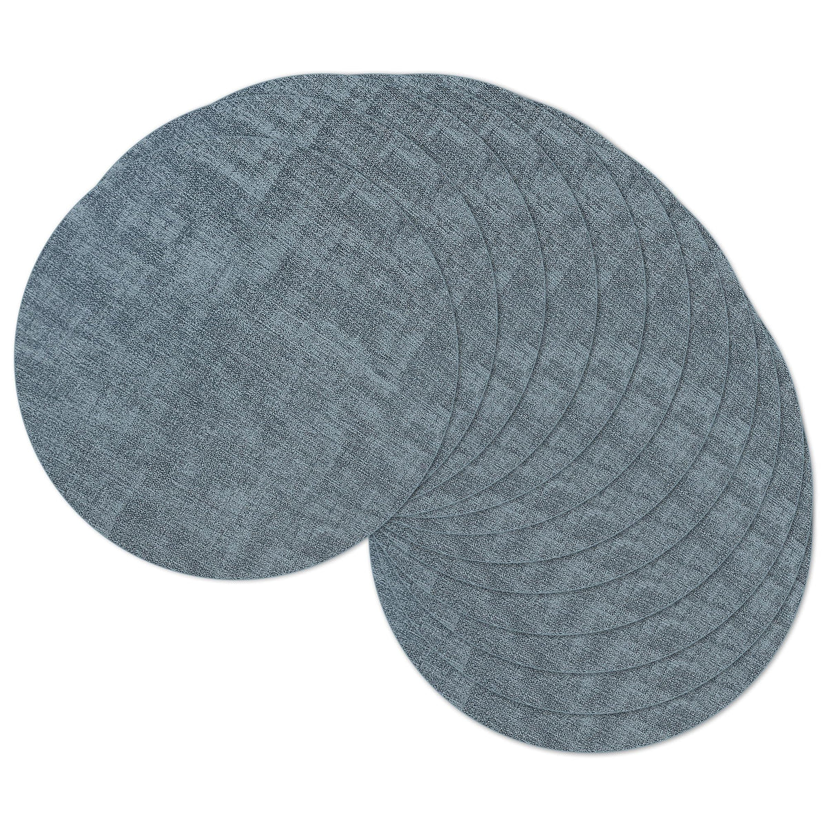 13" Round Placemats Set of 6, Reversible Faux Leather Wipeable Table Mats