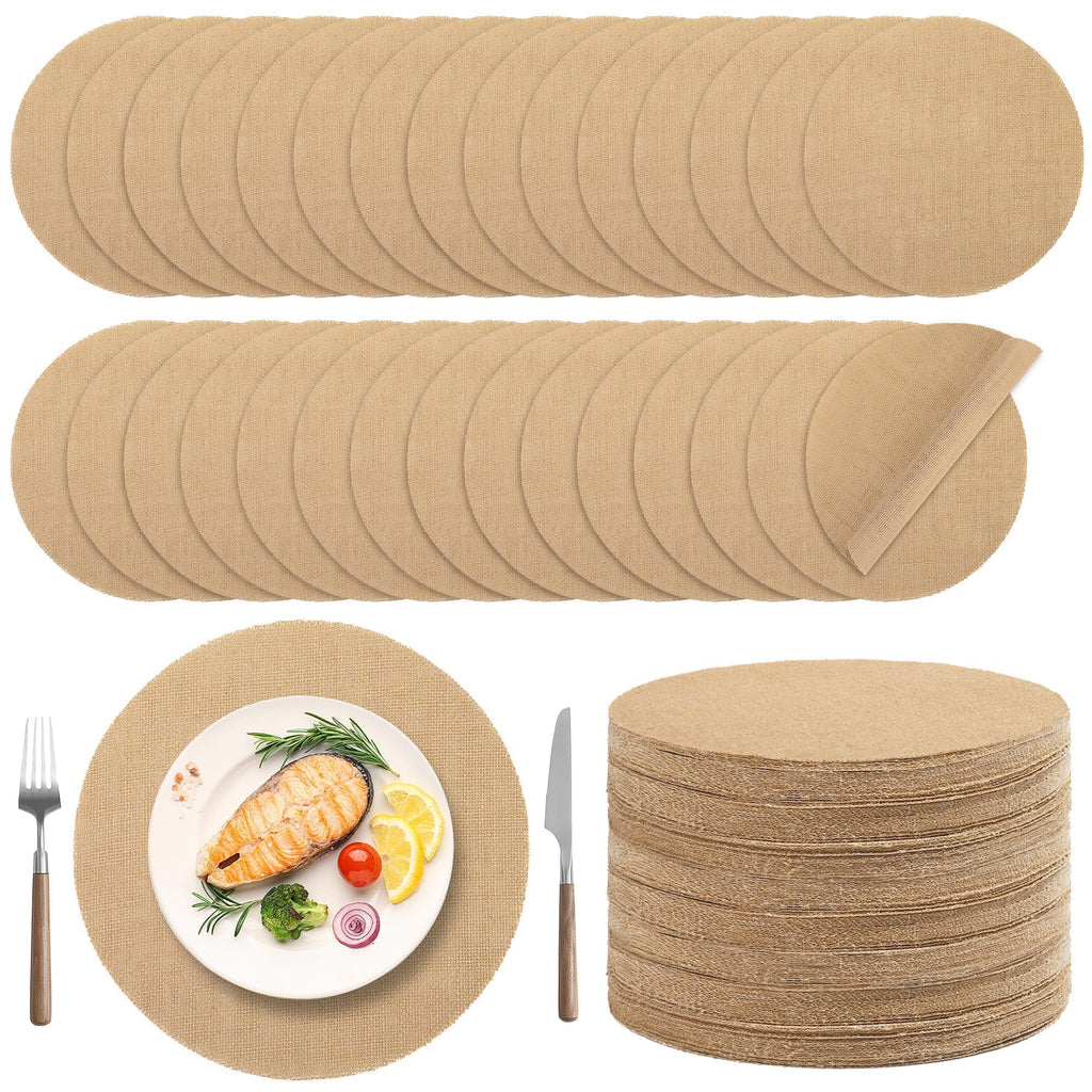Kochorie 50 Pieces Burlap Placemats 11.8 Inch Round