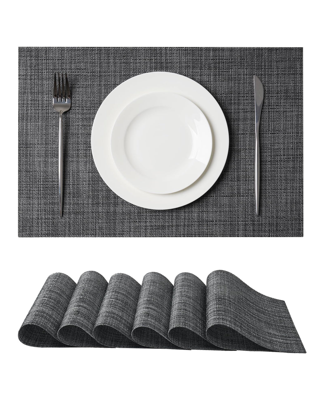 Leetaltree Beige Placemats Set of 4 - Heat-Resistant, Non-Slip Table Mats, Washable Woven Vinyl for Indoor & Outdoor Dining