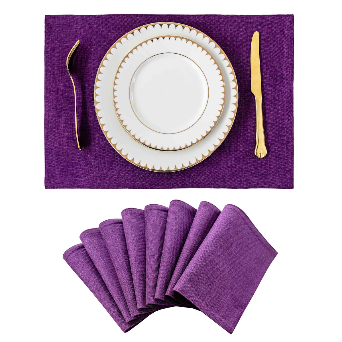 Home Brilliant Linen Placemats Set of 4 Heat Resistant Dining Table Cloth Place Mats Kitchen Table Mats Placemats Table Decor, Natural Linen