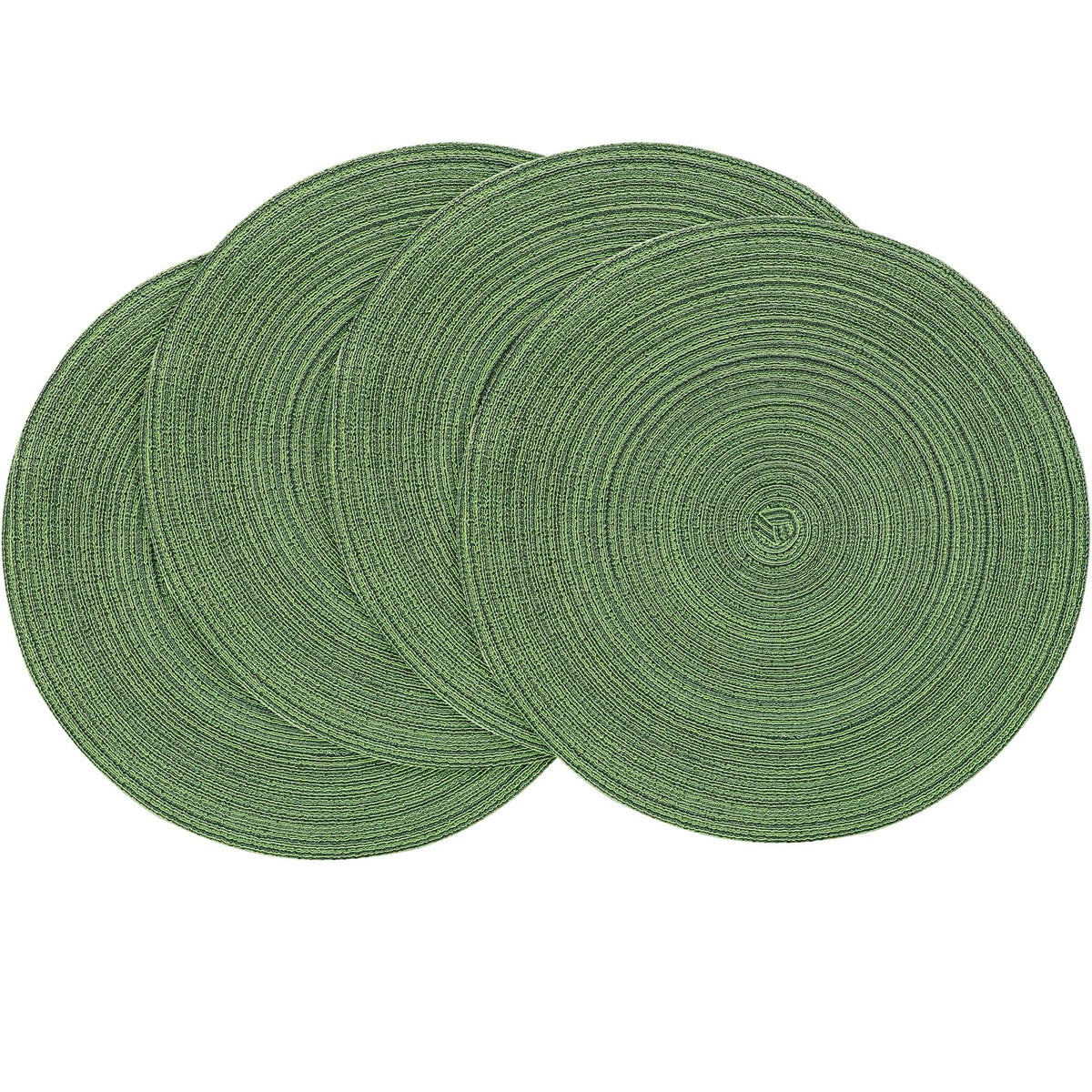 Floroom 15 Inch Round Braided Placemats Set of 4, Washable Heat Resistant Cotton Polyester Circle Place Mats for Kitchen Dining Table - Black
