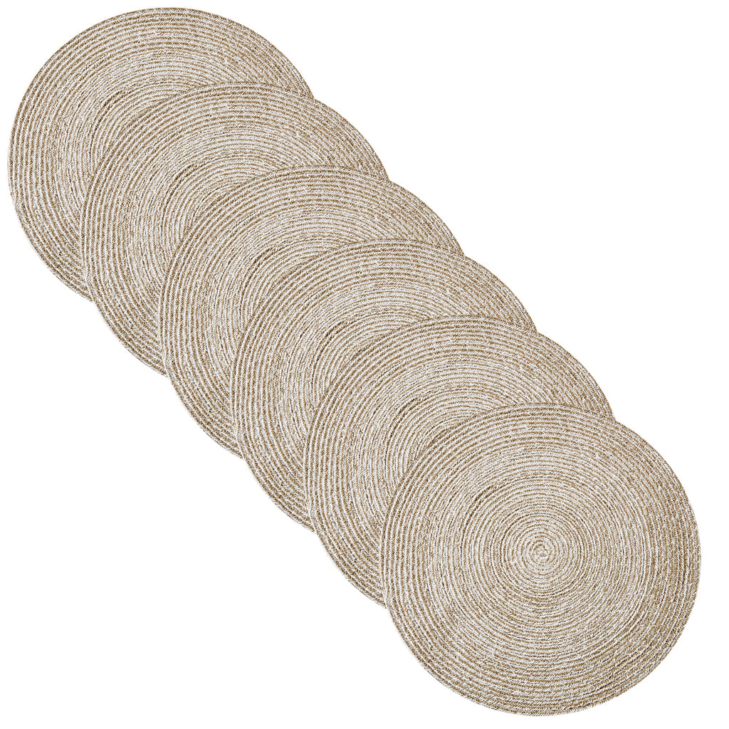 Sweet Home Collection 100% Cotton Placemats for Dining Room Rectangle Two Tone Woven Fabric 13" x 19" Soft Durable Table Mat Set, Set of 4, Eggshell