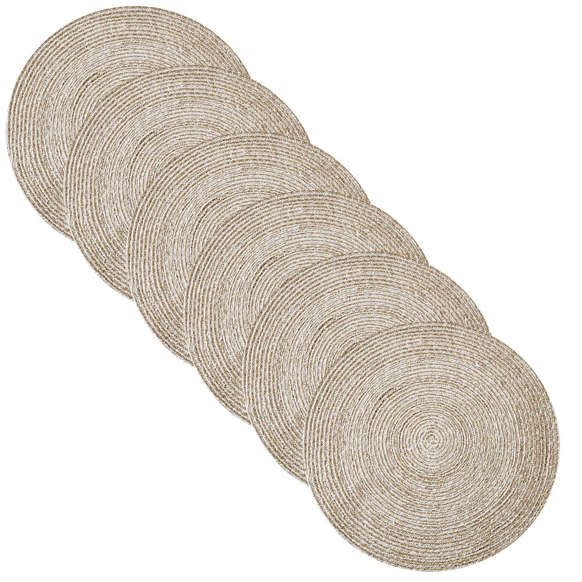 Sweet Home Collection 100% Cotton Placemats for Dining Room Rectangle Two Tone Woven Fabric 13" x 19" Soft Durable Table Mat Set, Set of 4, Eggshell