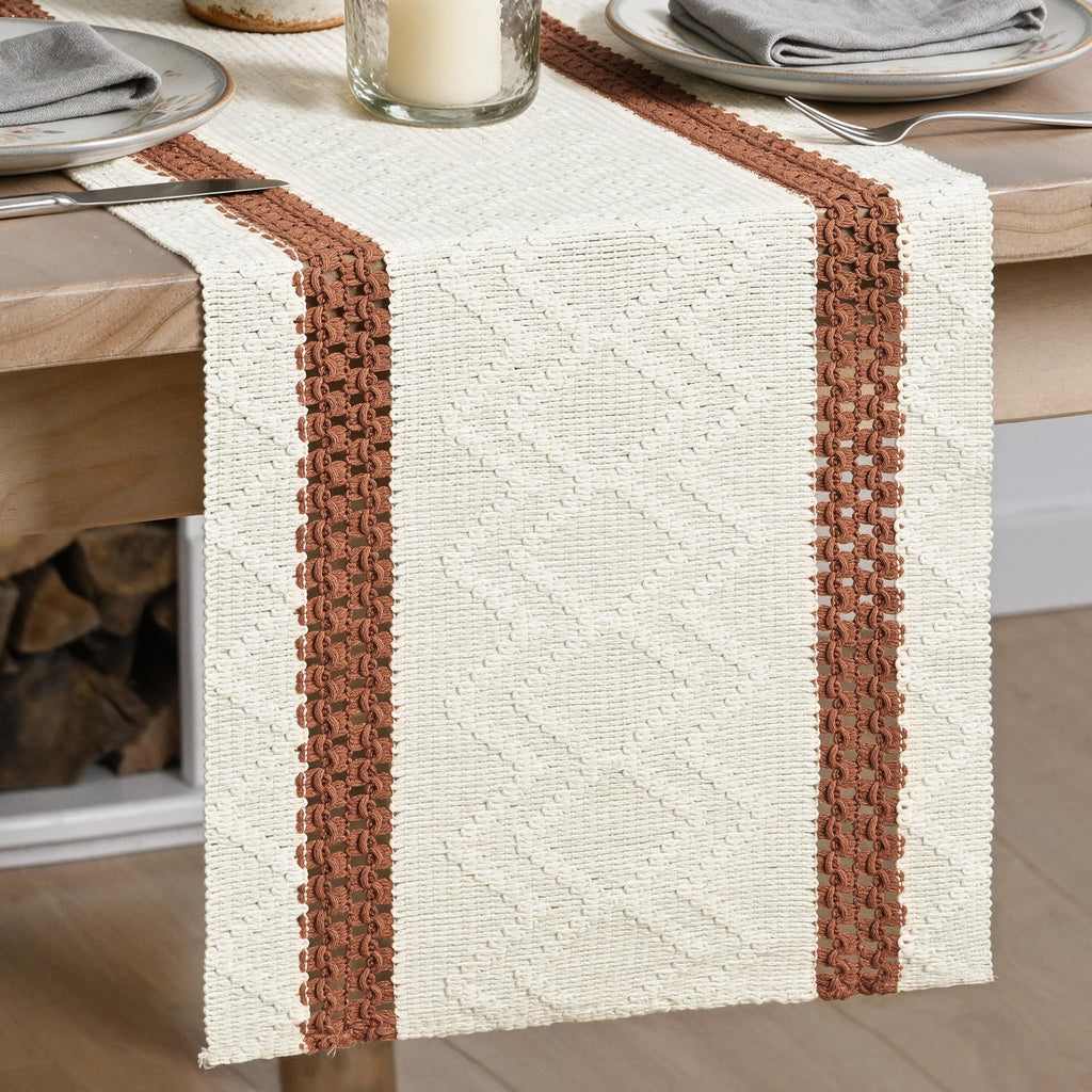 Artoid Mode Black Stripe Woven Rustic Table Runner 12x72 Inch