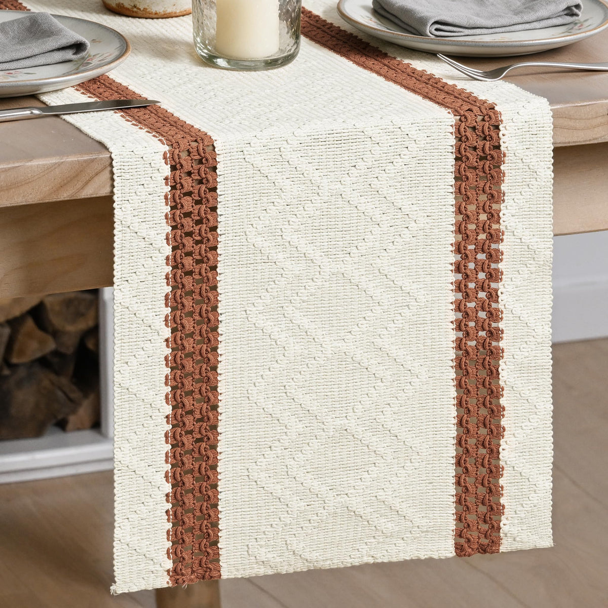 Artoid Mode Black Stripe Woven Rustic Table Runner 12x72 Inch