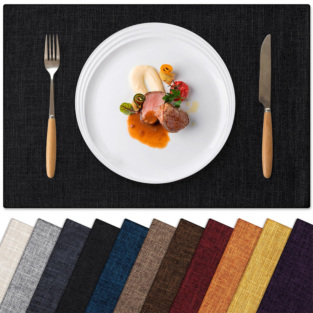 Placemats Set of 4 Machine Washable Cloth Table Mats, 12x18 Inch