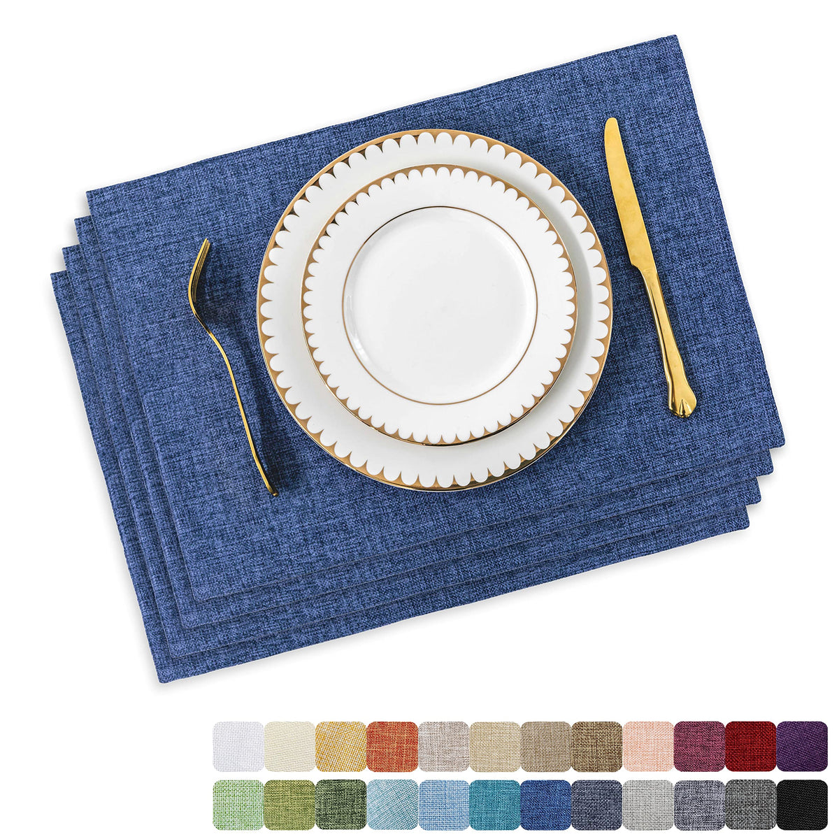 Home Brilliant Linen Placemats Set of 4 Heat Resistant Dining Table Cloth Place Mats Kitchen Table Mats Placemats Table Decor, Natural Linen