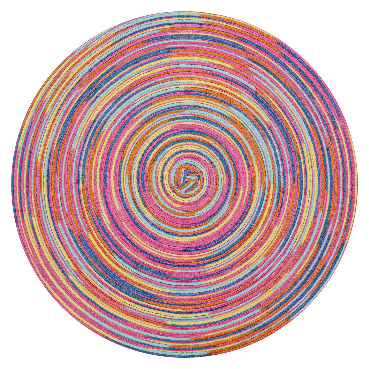 SHACOS Round Braided Placemats Set of 4 Dining Table Placemats 15 inch Circle Place Mats Easy to Clean Table Mats Indoor Outdoor, Blue Gray