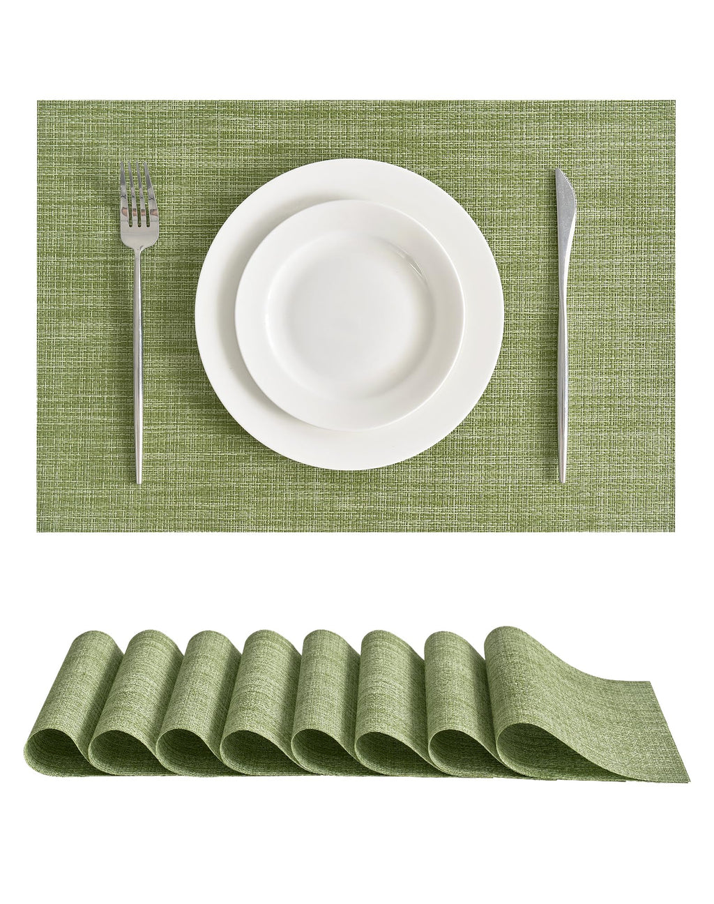 Leetaltree Beige Placemats Set of 4 - Heat-Resistant, Non-Slip Table Mats, Washable Woven Vinyl for Indoor & Outdoor Dining