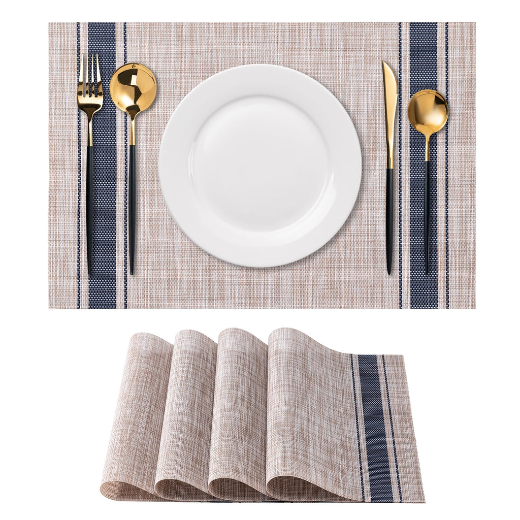 Placemats Set of 4 Washable Indoor(Beige)