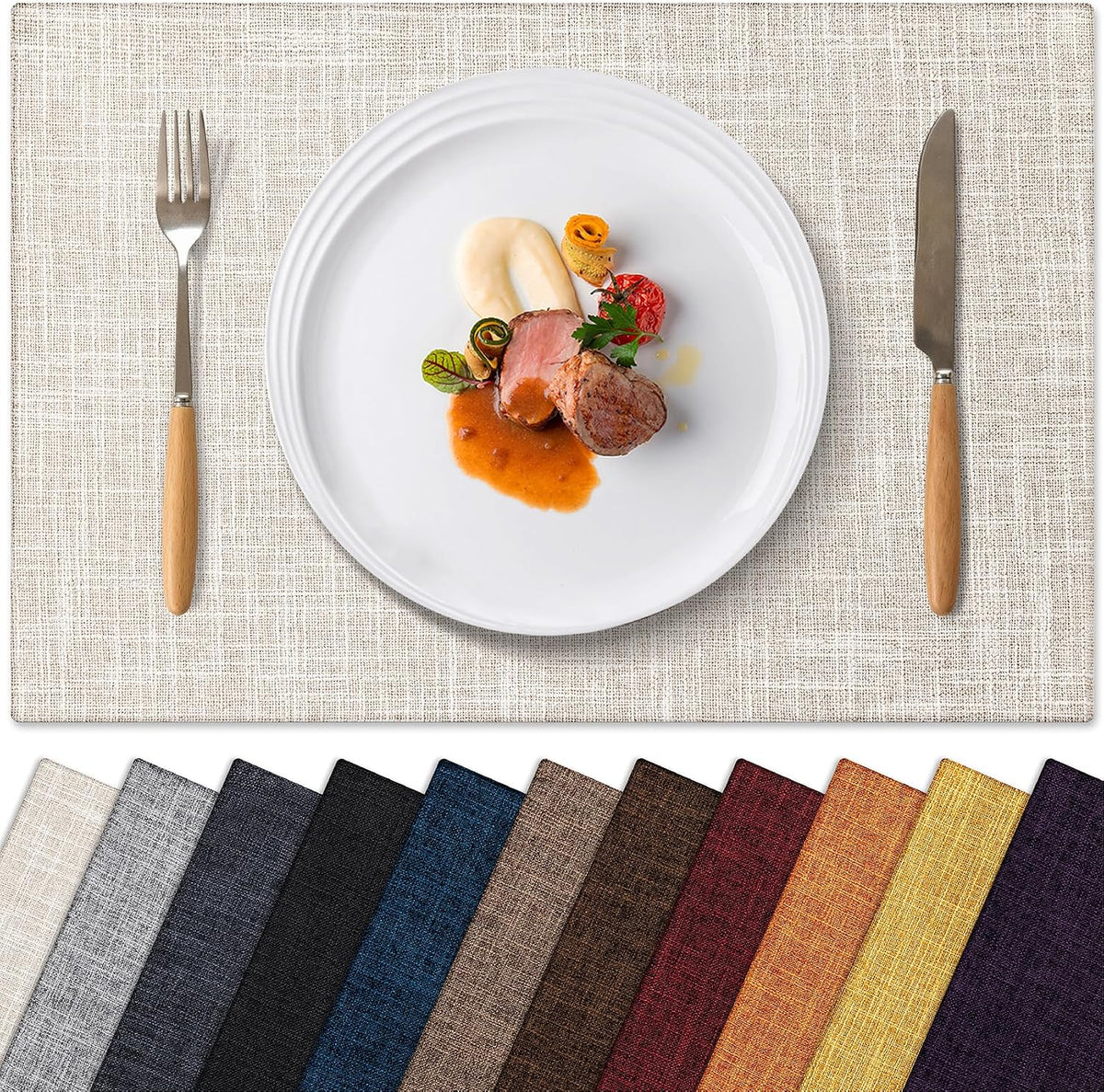 Placemats Set of 4 Machine Washable Cloth Table Mats, 12x18 Inch