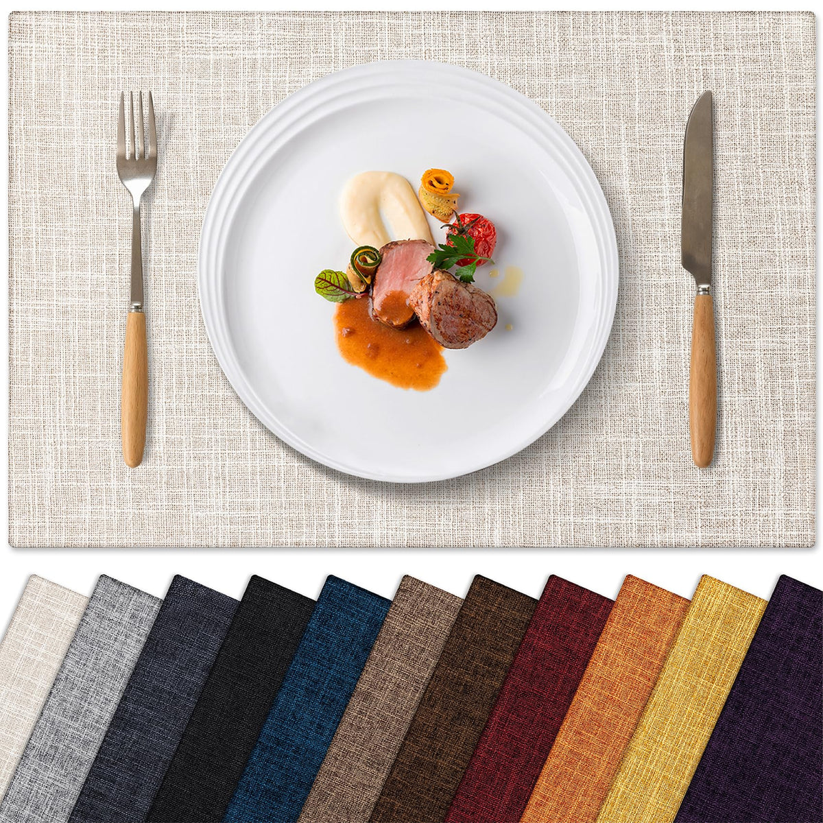 Placemats Set of 4 Machine Washable Cloth Table Mats, 12x18 Inch