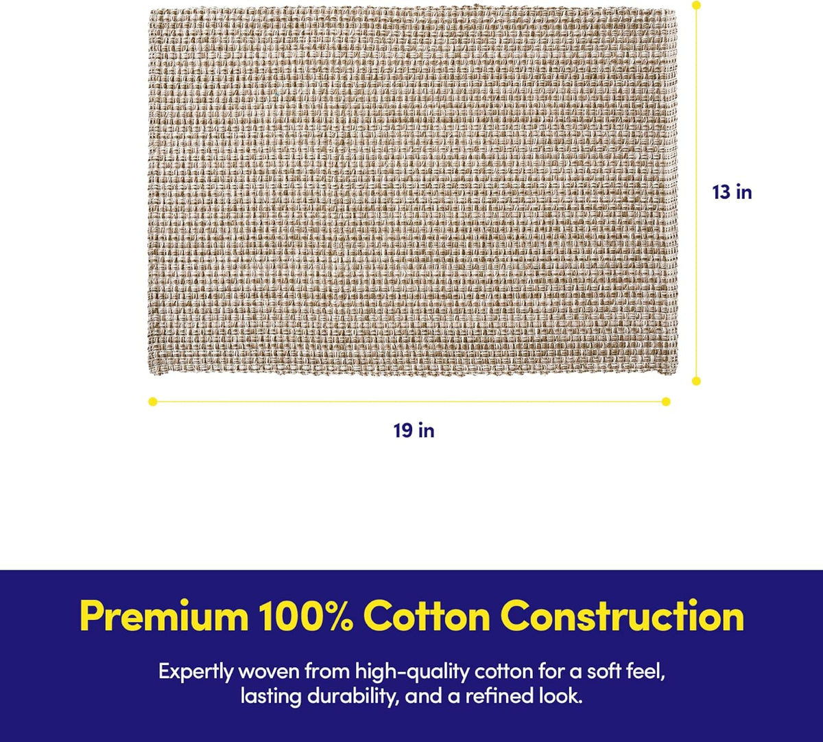 Sweet Home Collection 100% Cotton Placemats for Dining Room Rectangle Two Tone Woven Fabric 13" x 19" Soft Durable Table Mat Set, Set of 4, Eggshell