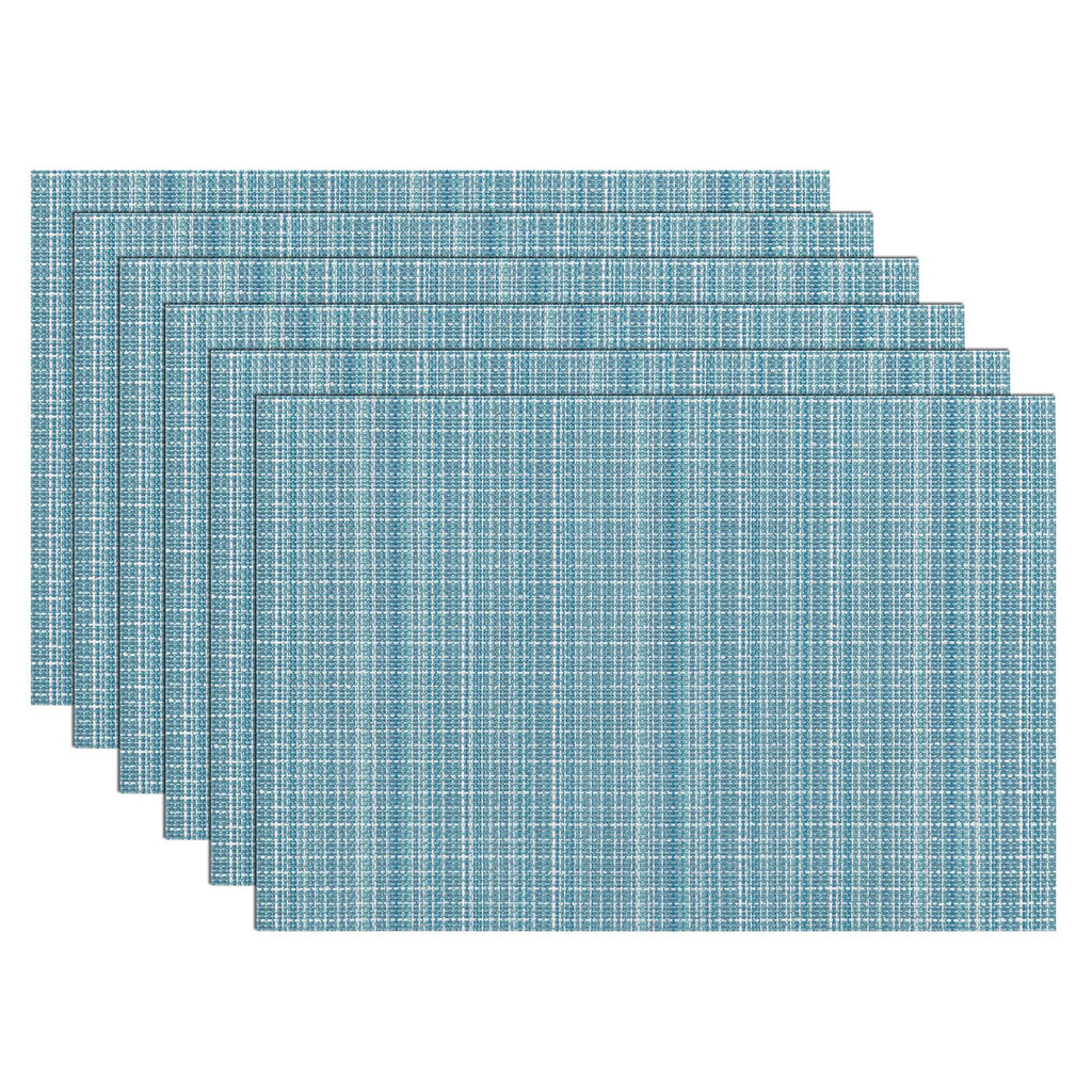 SHACOS Teal Blue Woven Placemats Set of 6 Place Mats for Dining Table