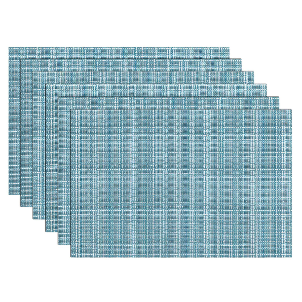 SHACOS Teal Blue Woven Placemats Set of 6 Place Mats for Dining Table