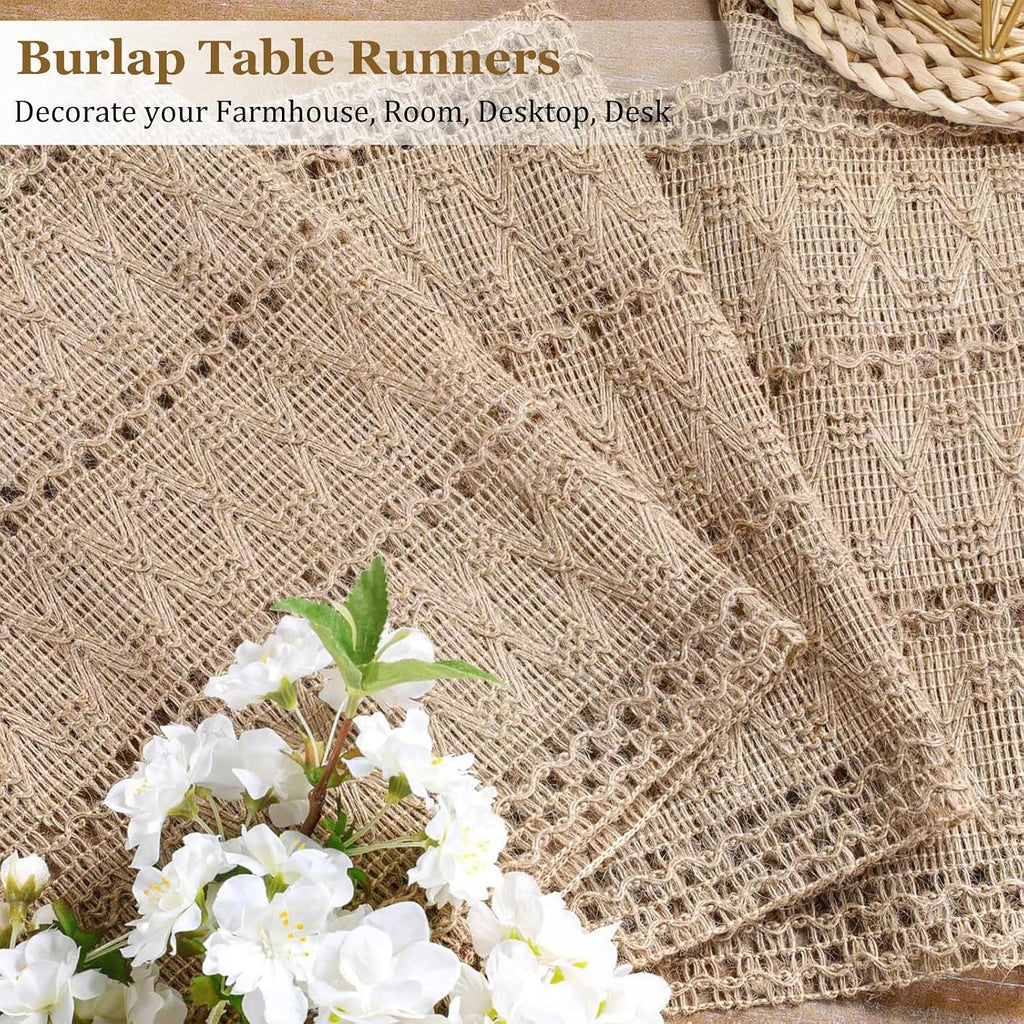 Niviy Burlap Boho Table Runner for Fall Thanksgiving Home Decor 72 Inches