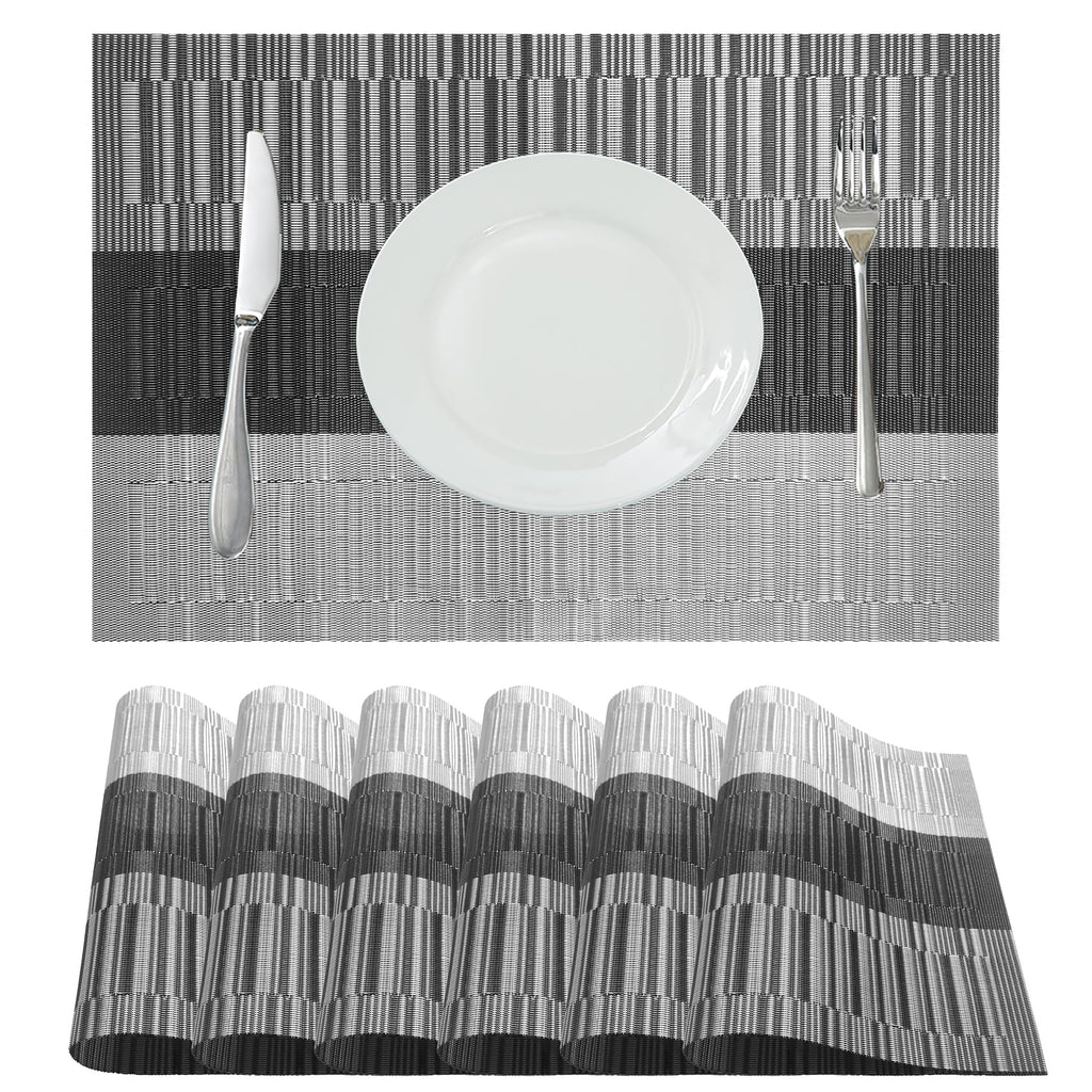Table Placemats Dining Table Place Mats Set of 6 Heat Resistant Insulation Non-Slip Vinyl for Kitchen Dining Room 18" * 12" Brown