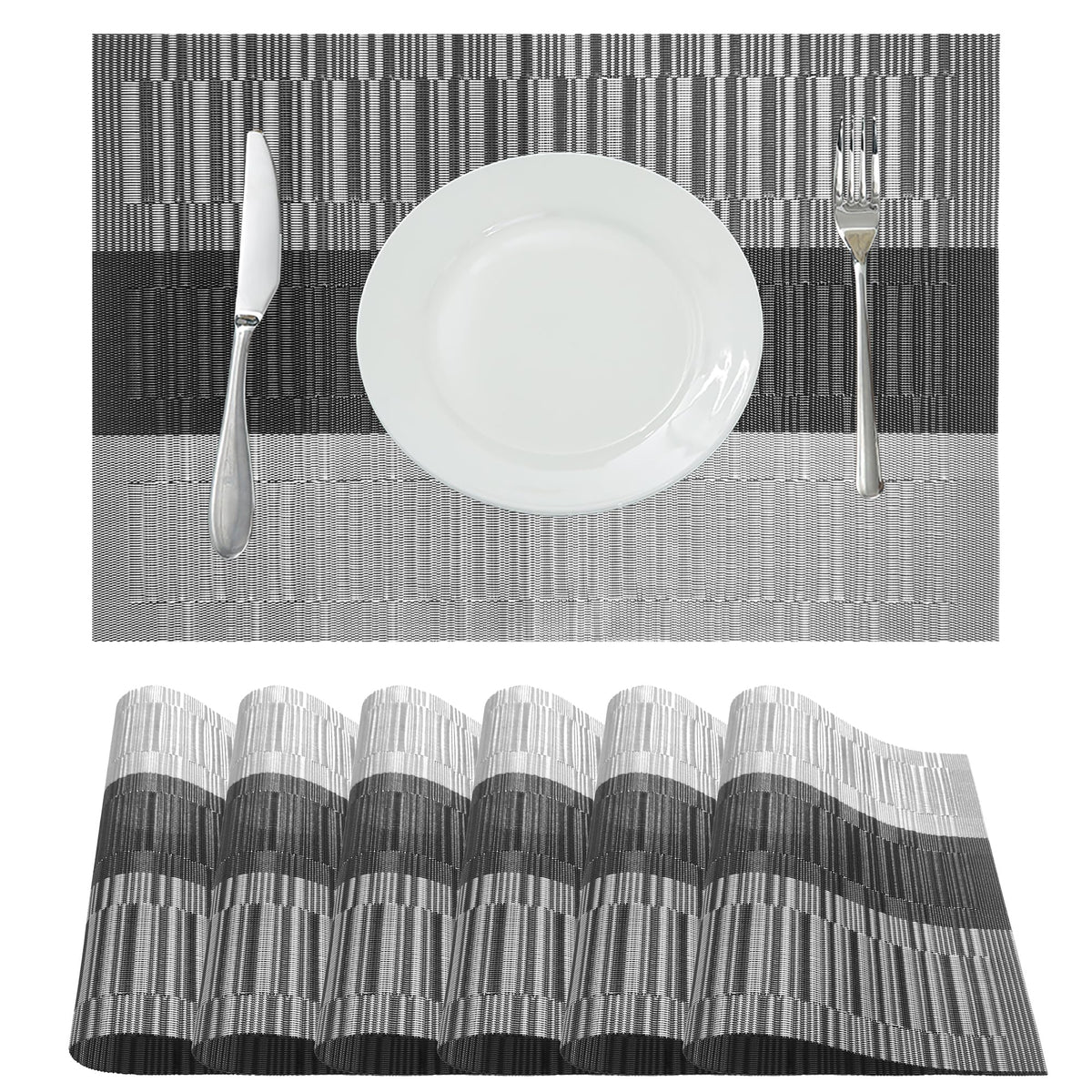 Table Placemats Dining Table Place Mats Set of 6 Heat Resistant Insulation Non-Slip Vinyl for Kitchen Dining Room 18" * 12" Brown