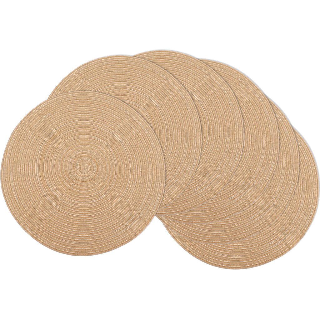 MIAOMIAO Round Placemats Set of 6 Braided Dining Table Kitchen Decor Mets