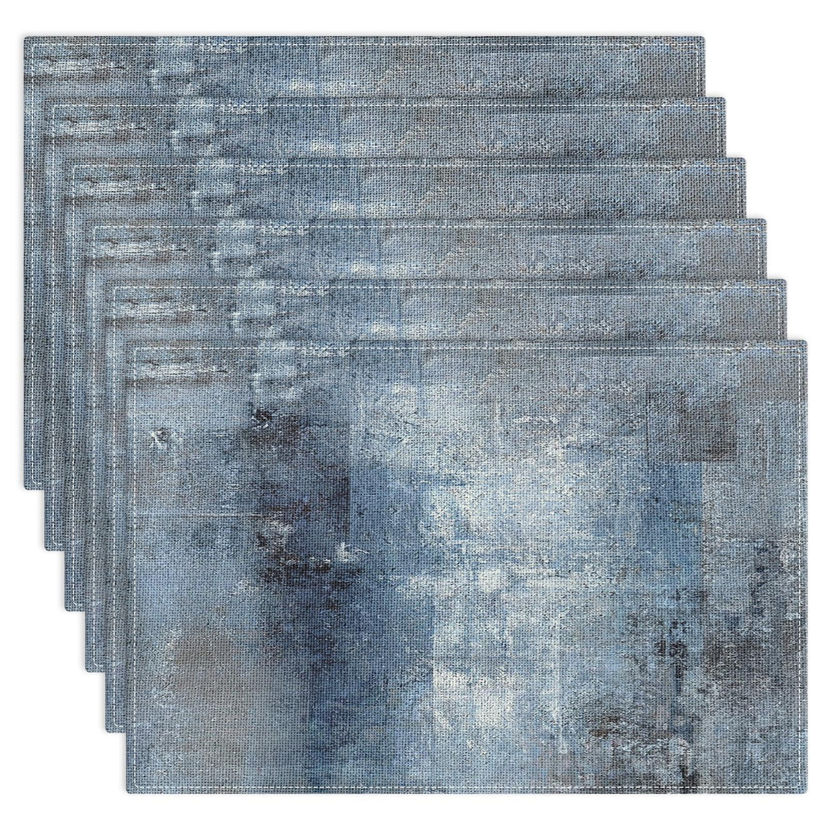 Emvency Farmhouse Placemats Set of 4, 12x18 Inch, Abstract Blue Grey