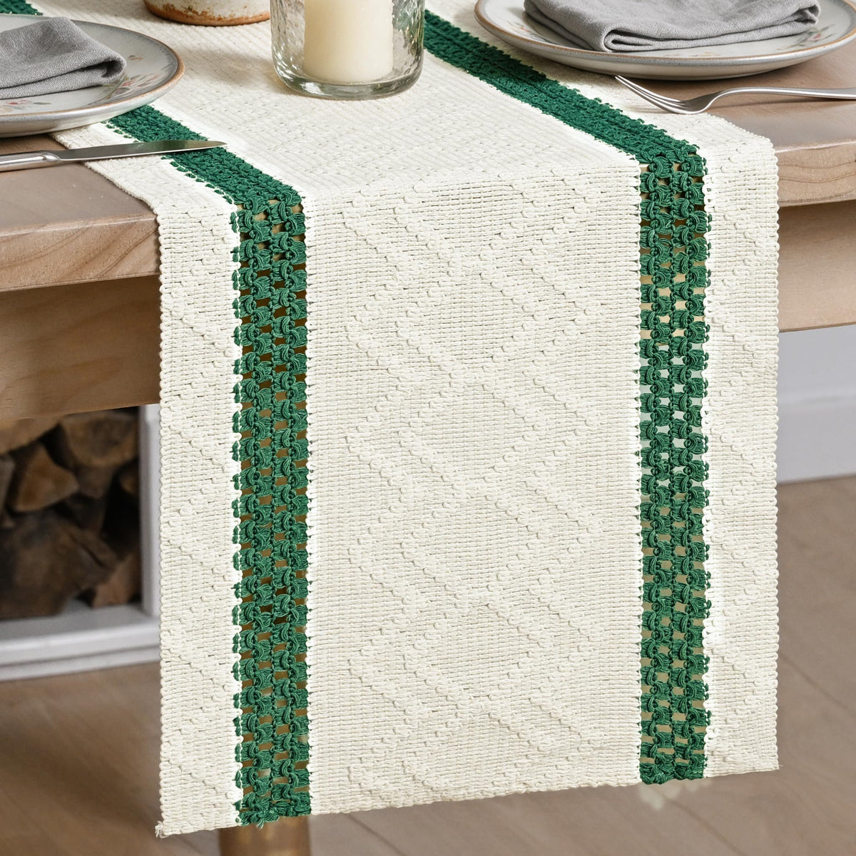 Artoid Mode Black Stripe Woven Rustic Table Runner 12x72 Inch