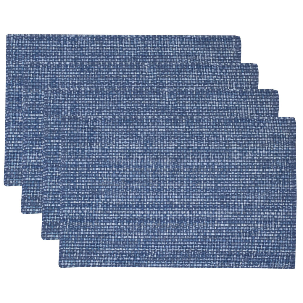Sweet Home Collection 100% Cotton Placemats for Dining Room Rectangle Two Tone Woven Fabric 13" x 19" Soft Durable Table Mat Set, Set of 4, Eggshell