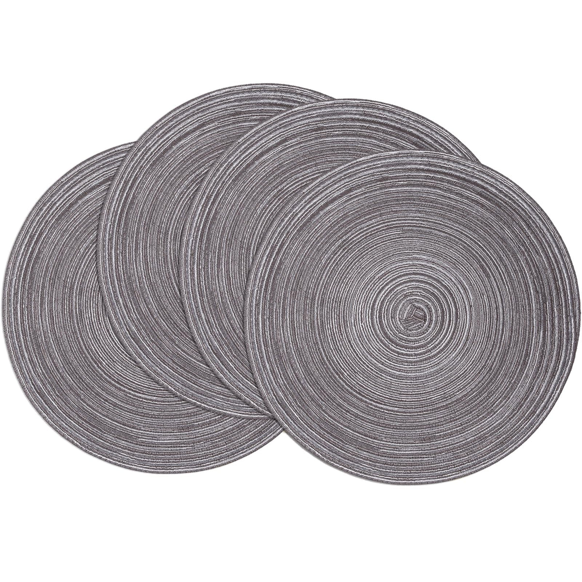 SHACOS Round Braided Placemats Set of 4 Dining Table Placemats 15 inch Circle Place Mats Easy to Clean Table Mats Indoor Outdoor, Blue Gray