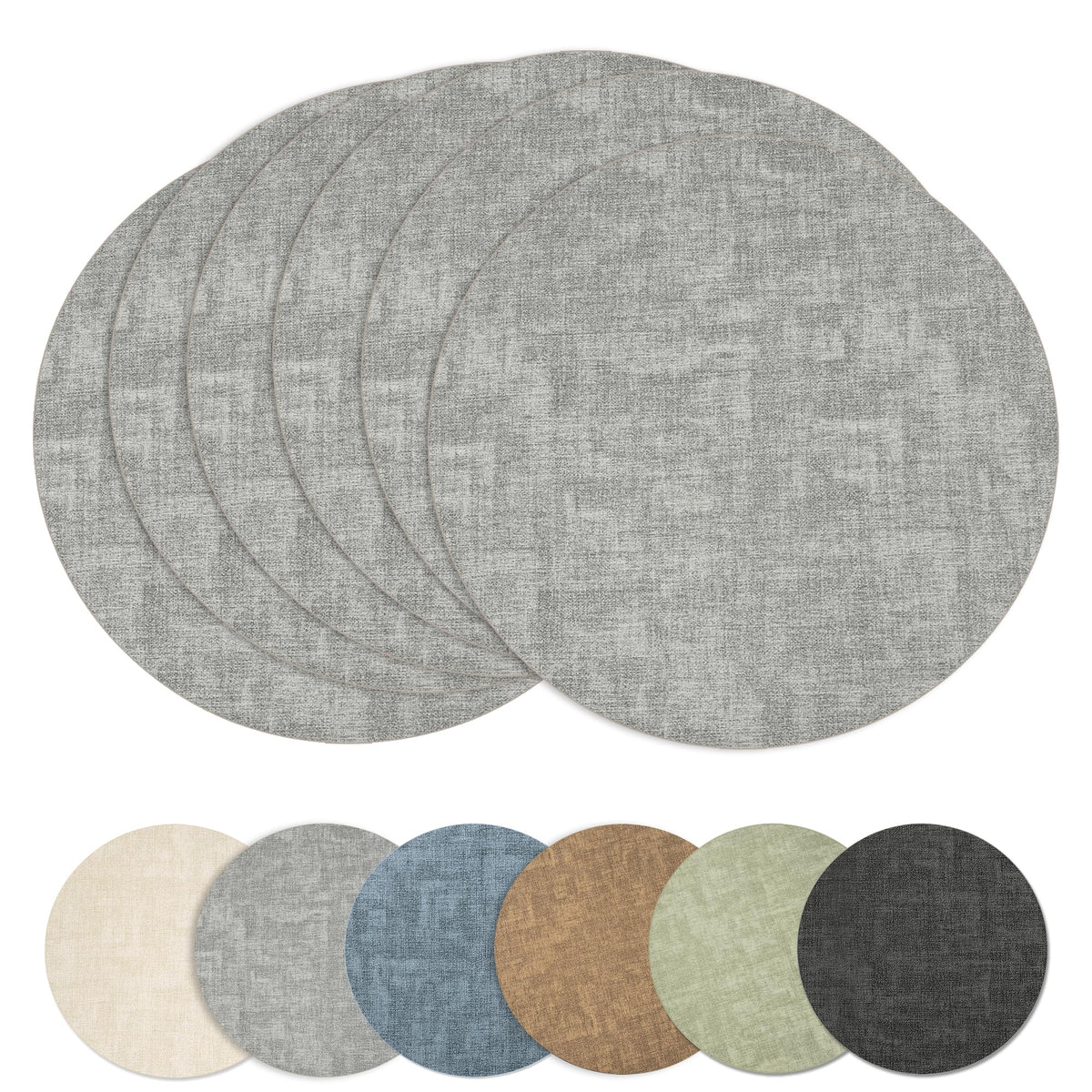 Maxpearl Faux Leather Placemats Set of 6, Easy to Clean, Beige