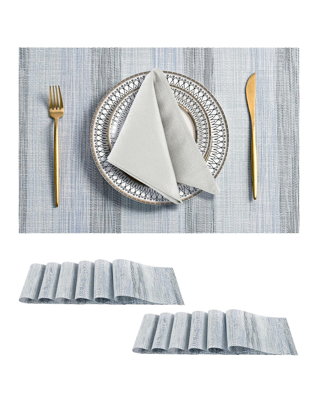 Leetaltree Light Brown Placemats Set of 8 - Heat Resistant Woven Vinyl