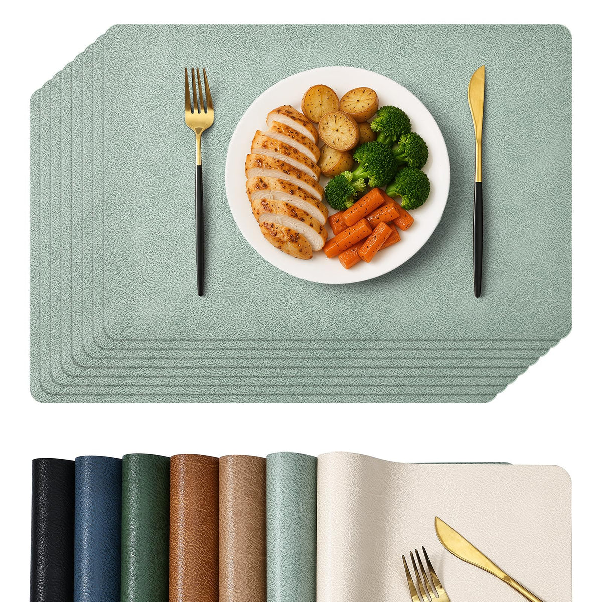 Homaxy Vinyl Heat Resistant Placemats Set of 6, Reddish Brown