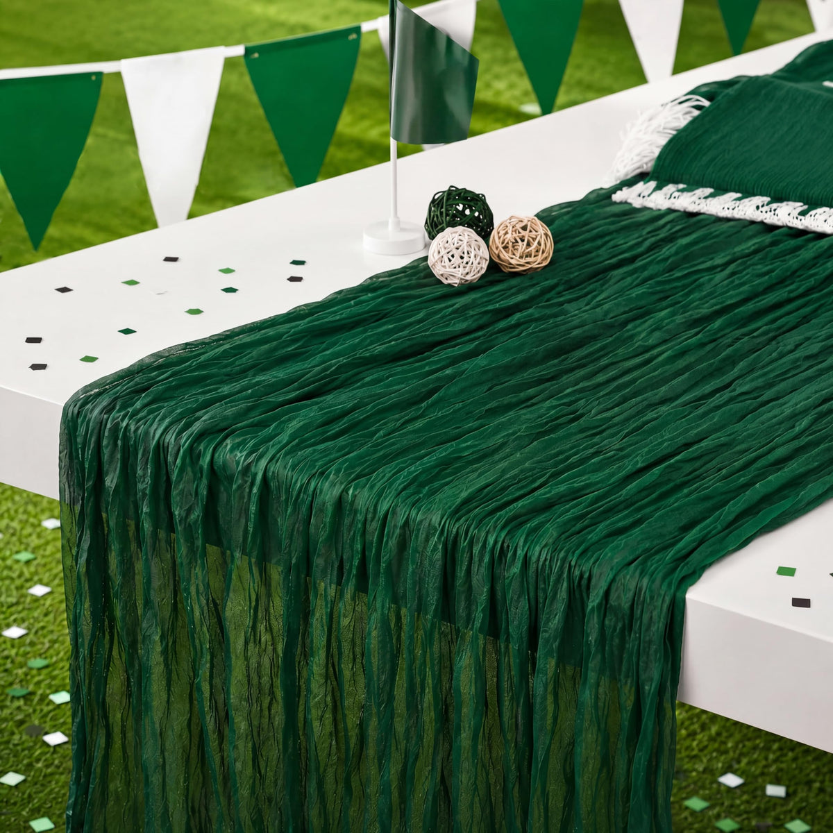3 Pack Sage Green Cheesecloth Table Runner 120 Inch Boho Wedding Decor