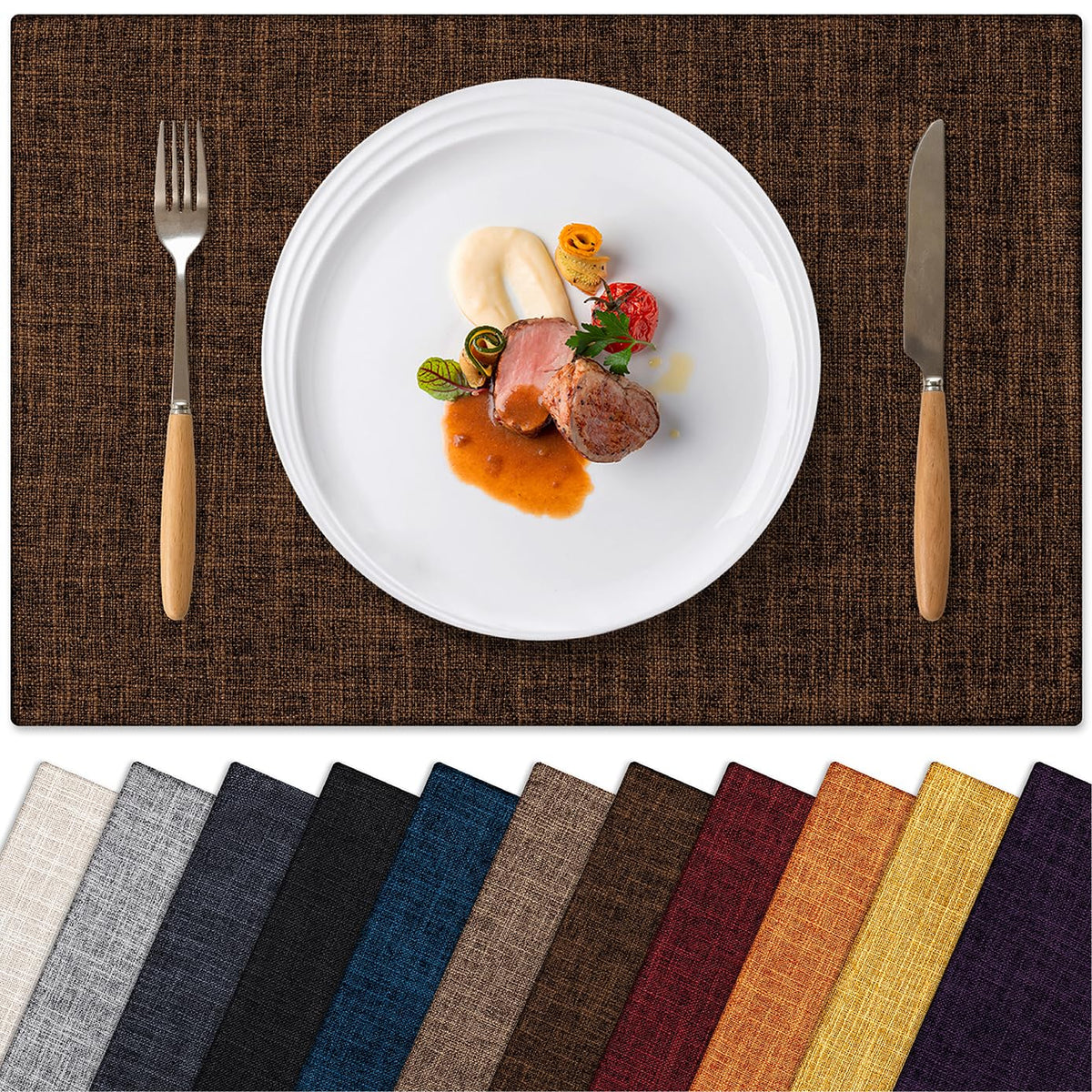 Placemats Set of 4 Machine Washable Cloth Table Mats, 12x18 Inch