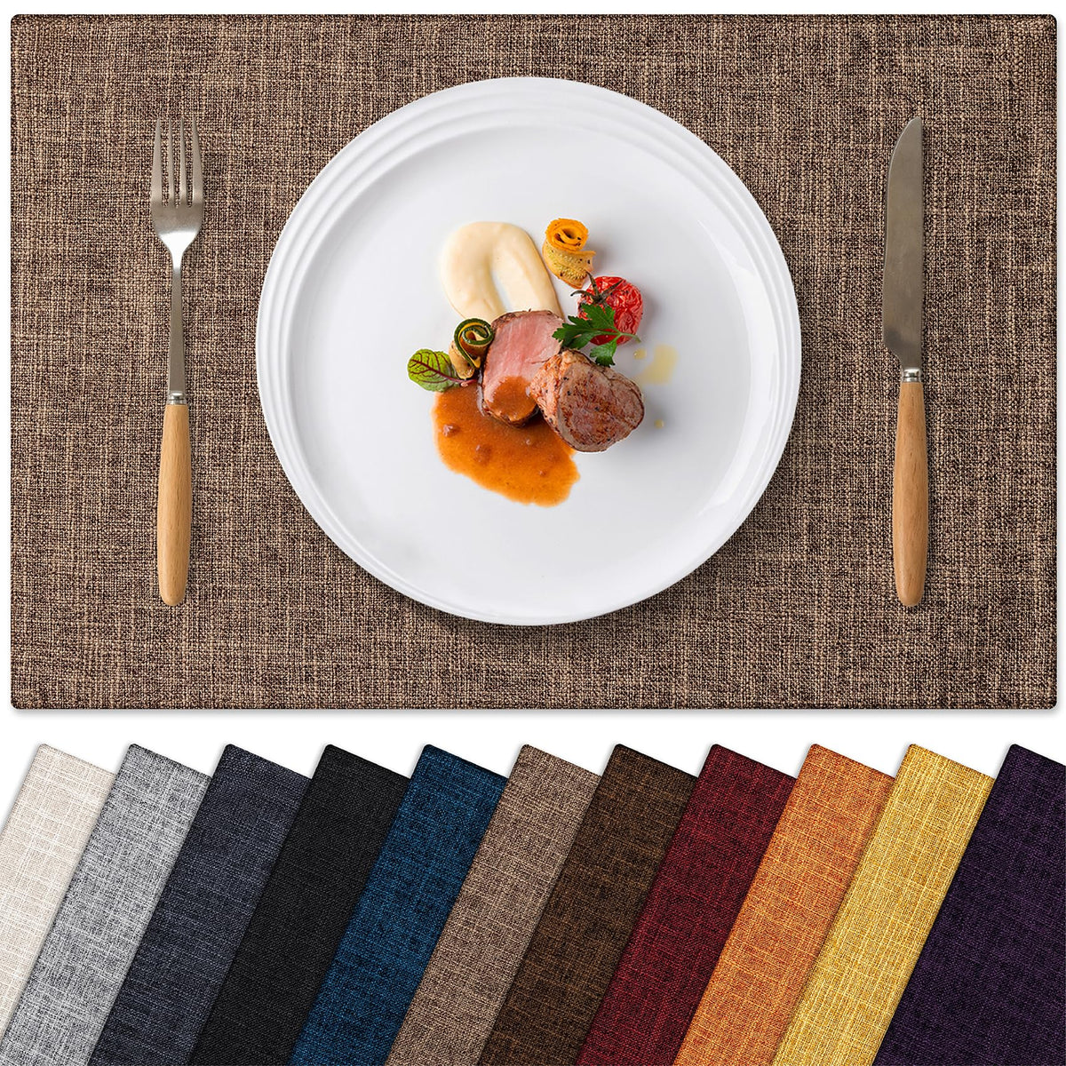 Placemats Set of 4 Machine Washable Cloth Table Mats, 12x18 Inch